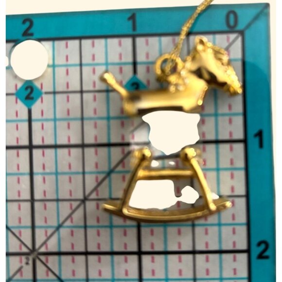 VTG Gold & Crystal Rocking Horse Ornament With 24K Gold Finish & Lead Austrian C - Picture 12 of 13